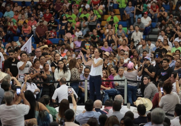 Claudia Sheinbaum encabezó una asamblea informativa en General Escobedo, Nuevo León