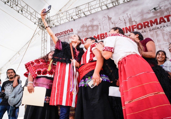 Claudia Sheinbaum encabezó una asamblea informativa en San Cristóbal de las Casas