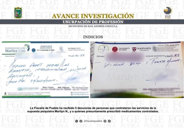 Fiscalía de Puebla catea consultorio de Marilyn N. por presunta usurpación profesional