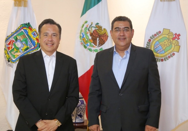 Acuerdan Sergio Salomón y Cuitláhuac García trabajo coordinado entre Puebla y Veracruz