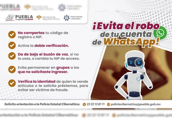 Alerta SSP sobre robo de cuentas en WhatsApp