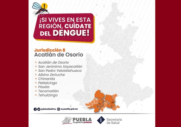 Registran casos de dengue 61 municipios de Puebla: Salud