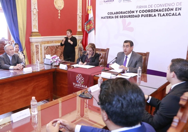 Firman Puebla y Tlaxcala convenio para reforzar seguridad y coordinación para prevenir y combatir la delincuencia