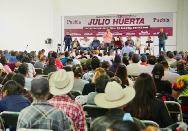 Ante comerciantes y transportistas de Puebla, Julio Huerta logra consensos en favor de Claudia Sheinbaum