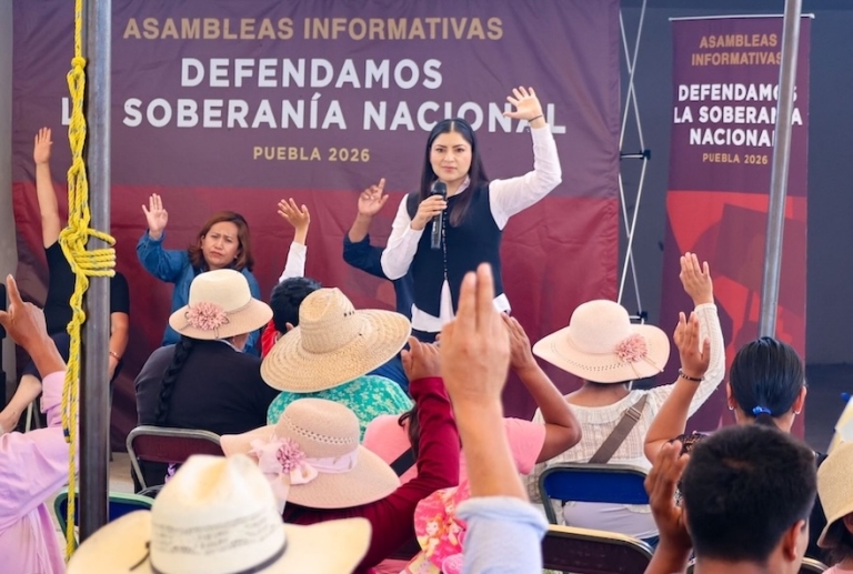Sólo los mexicanos deben resolver los problemas de México: Claudia Rivera arranca en Puebla las asambleas por la soberanía 