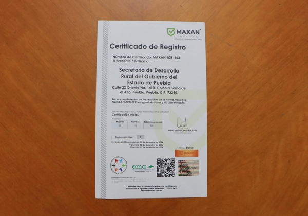 Obtiene SDR certificación en Igualdad Laboral y No Discriminación